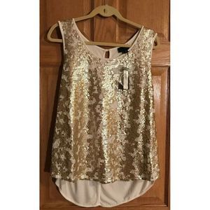 worthington 1x Tank Top Ivory Gold Sleeveless